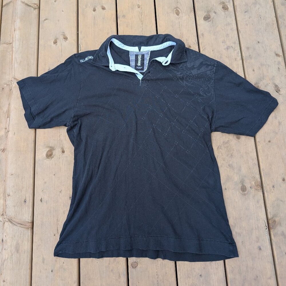 Vintage Men's Billabong Black Polo Shirt Organic Cotton Size XL